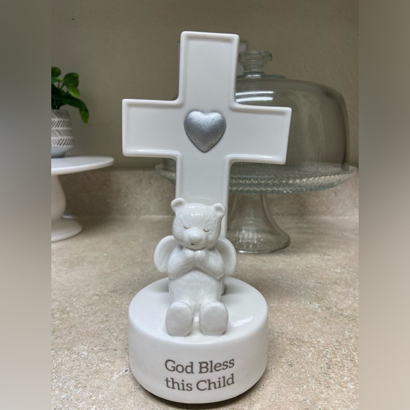 Demdaco Guardian Angel Bear Musical Cross God Bless This Child Musical Wind Up - Picture 1 of 4